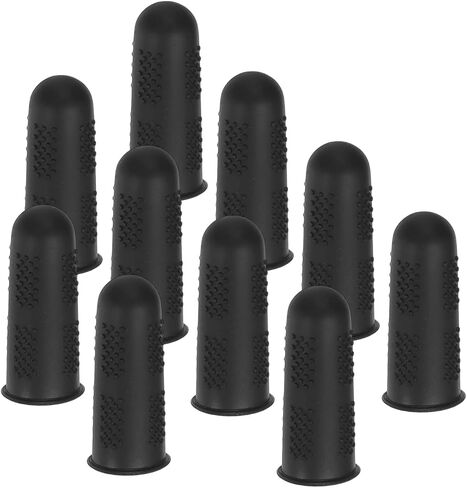 PATIKIL Finger Covers Cots, Black Silicone Finger Tips Protectors Gloves Anti-Slip Fingertip Caps Reusable for Sewing Gardening Dry Skin Finger Cracking, L, 10 Pcs in Saudi Arabia