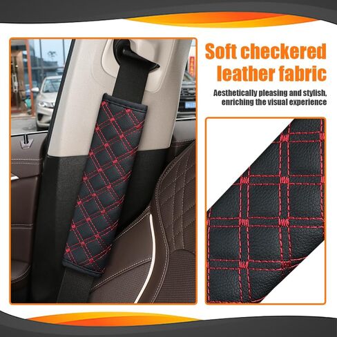 2PCS Car Seat Belt Cover Pads, Seatbelt Cushion, Leather Seatbelt Covers Protect Shoulder and Neck, Car Accessories Seat Belt Shoulder Strap Covers Harness Pad Universal for Cars (Black Blue) in Saudi Arabia