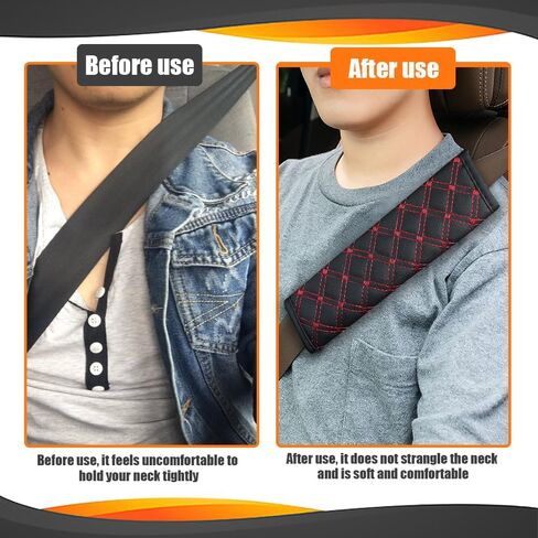 2PCS Car Seat Belt Cover Pads, Seatbelt Cushion, Leather Seatbelt Covers Protect Shoulder and Neck, Car Accessories Seat Belt Shoulder Strap Covers Harness Pad Universal for Cars (Black Blue) in Saudi Arabia