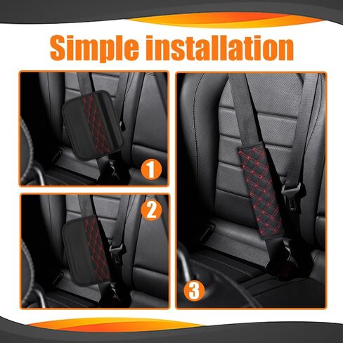 2PCS Car Seat Belt Cover Pads, Seatbelt Cushion, Leather Seatbelt Covers Protect Shoulder and Neck, Car Accessories Seat Belt Shoulder Strap Covers Harness Pad Universal for Cars (Black Blue) in Saudi Arabia