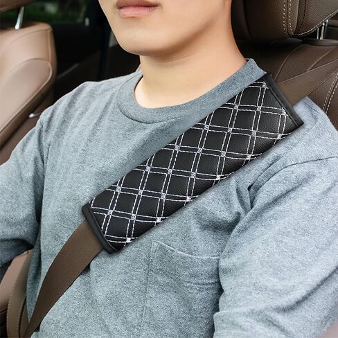 2PCS Car Seat Belt Cover Pads, Seatbelt Cushion, Leather Seatbelt Covers Protect Shoulder and Neck, Car Accessories Seat Belt Shoulder Strap Covers Harness Pad Universal for Cars (Black Blue) in Saudi Arabia
