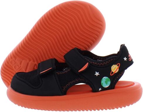 adidas Adilette Comfort Slide Sandal, Yellow/Red/Shock Blue, 4 US Unisex Big Kid in Kuwait