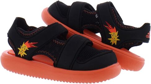 adidas Adilette Comfort Slide Sandal, Yellow/Red/Shock Blue, 4 US Unisex Big Kid in Kuwait
