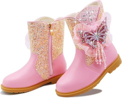 Girls Cowgirl Boots Little Kids Western Boots Mid Calf Toddler Riding Shoes Glitter Boots in Saudi Arabia