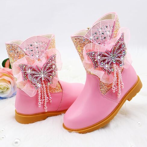 Girls Cowgirl Boots Little Kids Western Boots Mid Calf Toddler Riding Shoes Glitter Boots in Saudi Arabia