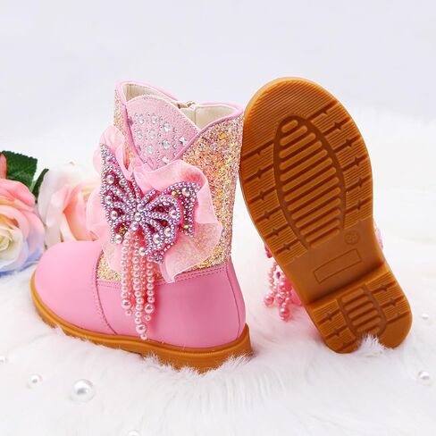 Girls Cowgirl Boots Little Kids Western Boots Mid Calf Toddler Riding Shoes Glitter Boots in Saudi Arabia