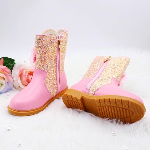Girls Cowgirl Boots Little Kids Western Boots Mid Calf Toddler Riding Shoes Glitter Boots in Saudi Arabia