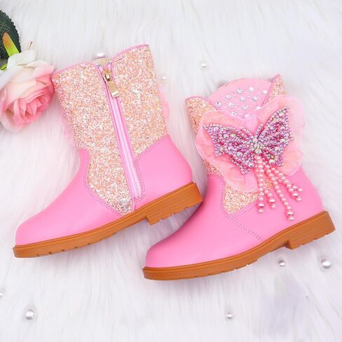 Girls Cowgirl Boots Little Kids Western Boots Mid Calf Toddler Riding Shoes Glitter Boots in Saudi Arabia