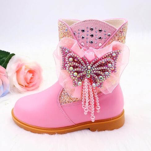 Girls Cowgirl Boots Little Kids Western Boots Mid Calf Toddler Riding Shoes Glitter Boots in Saudi Arabia