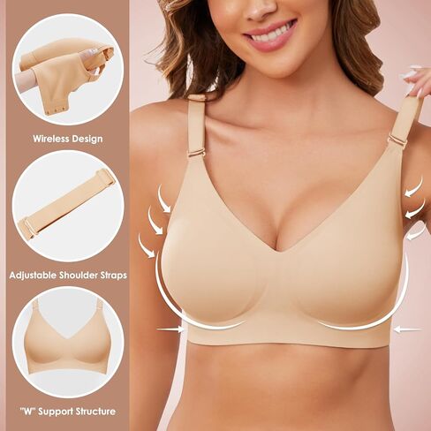 Wireless Bras for Women T Shirt Bra Soft No Underwire Comfortable Seamless Bra Full Coverage Bralettes Everyday Bra in Saudi Arabia
