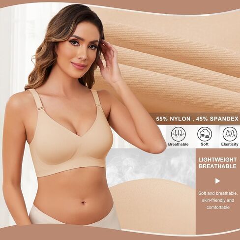 Wireless Bras for Women T Shirt Bra Soft No Underwire Comfortable Seamless Bra Full Coverage Bralettes Everyday Bra in Saudi Arabia
