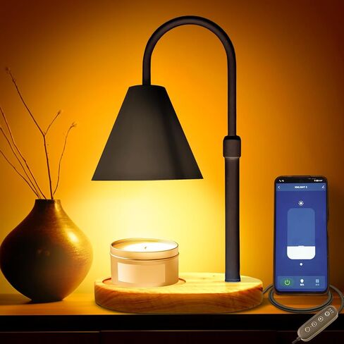 Mother’s Day Candle Warmer Lamp – App-Controlled Dimmable Warmer Light with Timer & Adjustable Height – Modern Flameless Candle Melter lamp with Wood Base for Jar Candles– Gift for Mom & Women in Saudi Arabia