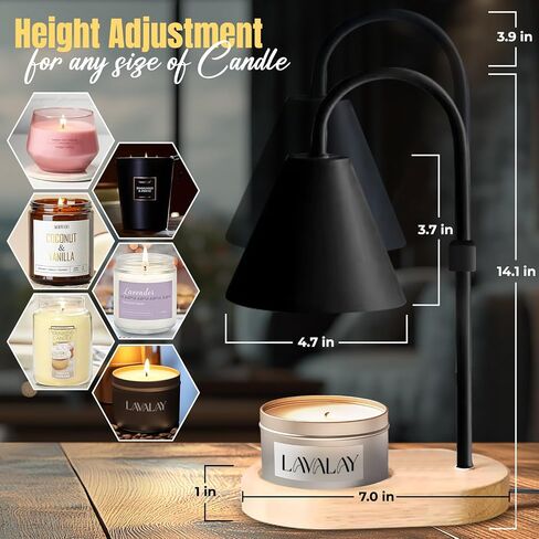 Mother’s Day Candle Warmer Lamp – App-Controlled Dimmable Warmer Light with Timer & Adjustable Height – Modern Flameless Candle Melter lamp with Wood Base for Jar Candles– Gift for Mom & Women in Saudi Arabia