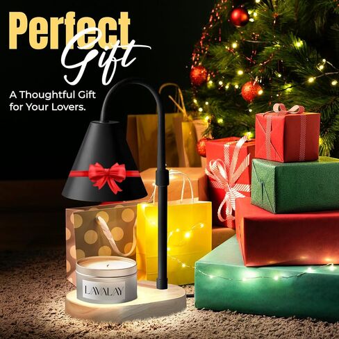 Mother’s Day Candle Warmer Lamp – App-Controlled Dimmable Warmer Light with Timer & Adjustable Height – Modern Flameless Candle Melter lamp with Wood Base for Jar Candles– Gift for Mom & Women in Saudi Arabia