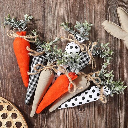 Skylety 8 PCS Easter Carrot Fabric Carrot Toy Carrot Carrot Rustic Rustic Non -Toveled Stupted Carrot for Farmhouse Spring Faster Decor Decor Decor Decor in Kuwait