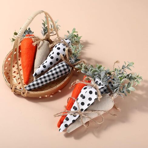 Skylety 8 PCS Easter Carrot Fabric Carrot Toy Carrot Carrot Rustic Rustic Non -Toveled Stupted Carrot for Farmhouse Spring Faster Decor Decor Decor Decor in Kuwait