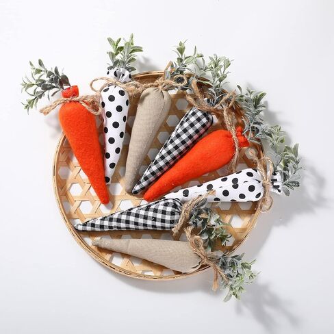 Skylety 8 PCS Easter Carrot Fabric Carrot Toy Carrot Carrot Rustic Rustic Non -Toveled Stupted Carrot for Farmhouse Spring Faster Decor Decor Decor Decor in Kuwait