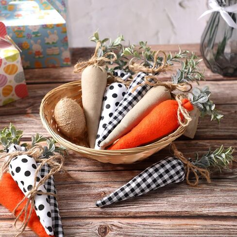 Skylety 8 PCS Easter Carrot Fabric Carrot Toy Carrot Carrot Rustic Rustic Non -Toveled Stupted Carrot for Farmhouse Spring Faster Decor Decor Decor Decor in Kuwait