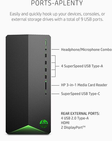 2021 Newest HP Pavilion Gaming Desktop Computer, AMD 6-Core Ryzen 5 5600G Processor(Beat i7-8700, Upto 4.4GHz), AMD Radeon RX5500 4 GB, 8GB RAM, 256GB PCIe NVMe SSD,Mouse and Keyboard, Win 10 Home in Saudi Arabia