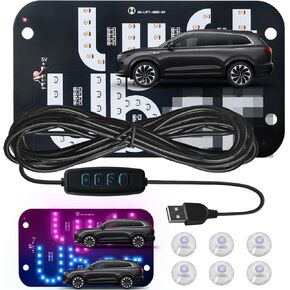 LED Light Signs for Car, Pink/Blue Glow LED Sign Decal Stickers for Car Windshield with Suction Cups & Universal USB Plug, Bright Lights Sign Car Accessories Suitable for All Cars