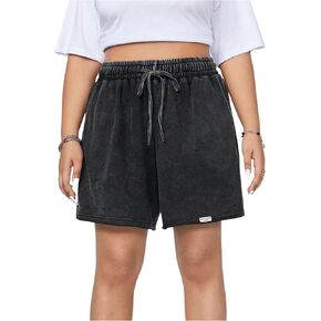 Floerns Women's Plus Size Drawstring Waist Wide Leg Shorts Casual Shorts with Pocket