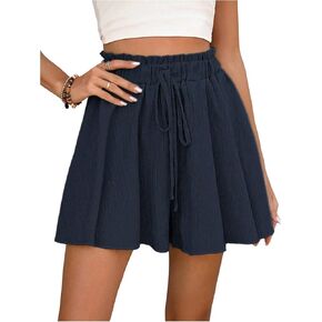 SweatyRocks Women's Dressy Casual Shorts Summer Elastic Waist Ruffled Women Short