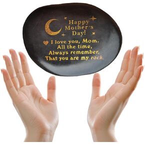 Mom Gifts from Daughter Son: 'You are My Rock' Engraved Stone - Sentimental Birthday, Christmas, Mothers Day Keepsake for Mom, Unique Decorative Paperweight, 2.3-3.5 Inch
