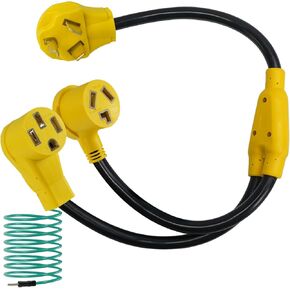 30 Amp Dryer Y Splitter to RV/EV NEMA 10-30P to 14-50R / 10-30R Power Cord Adapter - 3-Prong Y Adapter Cable for EV RV Car, 250 Volt 7500W STW 10 AWG