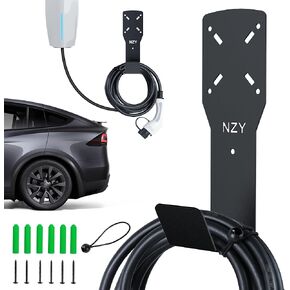 NZY EV Charger Holder Wall Mount,Heavy Duty Large J-Hook for Universal Electric Vehicle Charger Cable Puller,Durable Steel Hooks for Indoor/Outdoor Use,Electric Vehicle Charger Cable Storage Accessory