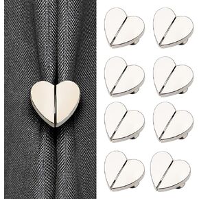 8 Pair Heart-Shaped Magnetic Curtain Closure – Curtain Clips Decorative Detachable Buckle for Indoor Outdoor Use, Prevent Light Leaking, Easy Installation, Alloy Material