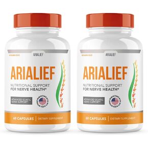 (2 PACK) Arialief Sciatica Nerve Support, Arialeaf Advanced Nerve Health, Arialeaf Prime Palm Sciatica, Aria Leaf Primepalm Aria Lief, Nerve Relief Supplement Sciatic Soothing (120 Capsules )