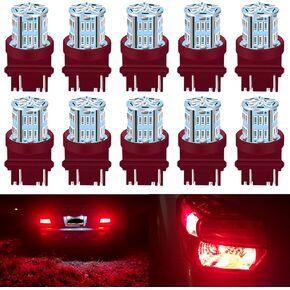UNXMRFF 3157 LED Bulb Red Super Bright Brake Light Bulbs 3156 3157 LED Bulbs Tail Lights, 3156 3056 4057 4157 4157 3457 T25 LED Car Bulbs for Parking Side Marker Lights, Taillights, Pack of 10