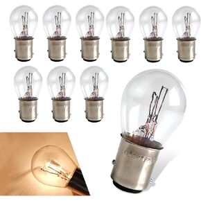10 PCS Car 1157 Halogen Brake Light, High and Low Foot Double Contact Plug and Play Bulb, P21/5W S25 BAY15D Waterproof High Temperature Resistant Quartz Glass Bulb, Universal for Cars (White)