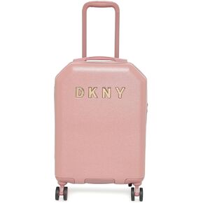 DKNY Metal Logo Upright Hardside Luggage 22", Dark Rose
