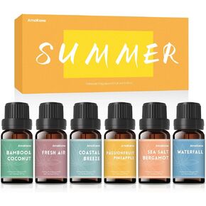 AmaKane Summer Essential Oils, Fragrance Oil for Soap Making, Candle Making Scents, Passionfruit Pineapple, Coastal Breeze and More, Diffuser Oils Scents for Home, Aromatherapy Oils 6x10 ml