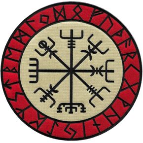 Large Viking Compass Big Embroidered Patch Vegvísir Iron-On Norwegian Navy Guide