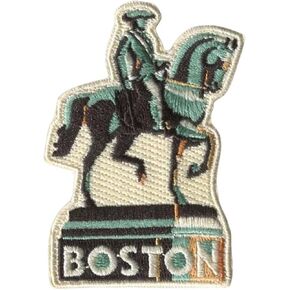Vagabond Heart Boston Patch - Boston Massachusetts Iron On Travel Badge - Paul Revere Statue Souvenir