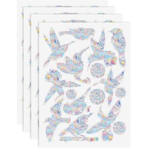 4 Sheets/64pcs Bird Window Strike Prevention Stickers, Rainbow Effect Static Cling Anti Collision Window Decals to Prevent Bird Strikes for Home Balcony Office Glass Doors