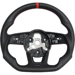 Full Leather Steering Wheel D-shaped Flat-bottom Nappa Perforated Leather Steering Wheel for Audi RS3/RS4/RS8/S3/S4/S5/A3/A4/A5
