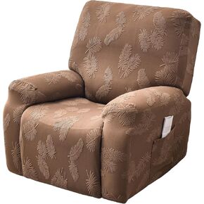Stretch Recliner Chair Covers, 4-Piece Recliner Slipcover Soft Jacquard Lazyboy Recliner Cover Non Slip Furniture Protector with Pocket (Light Green)