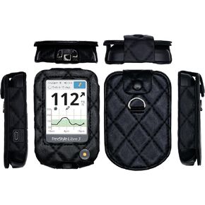 Plaid Fitted Leather Case W/Screen Protector & Lanyard for Freestyle Libre 3, Freestyle Libre 2 (Coffee Gold) in Saudi Arabia