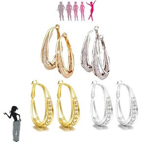 2 Pairs Lymphatic Drainage Slimming Hoop Earrings, Lymphvity Activity Germanium Acupuncture Therapy Hoop Earrings Fashion Jewelry Gift For Women Men (2gold+2silver)