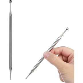Acupuncture Pen Dual Head Facial Reflexology Massage Tool 15cm/5.91in Stainless Steel Ear Body Point Probe Tip Acupressure Ear and Body Point Probe Pen for Deep Tissue