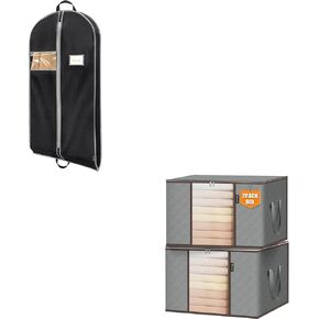 BALEINE 1PK Heavy Duty Garment Bag with Shoe Storage + 2 Pack Clothes Storage Bags