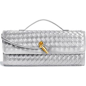Woven Clutch Purses for Women, Leather Evening Bag Shoulder Handbag Formal Satchel Crossbody Purse Party Bag