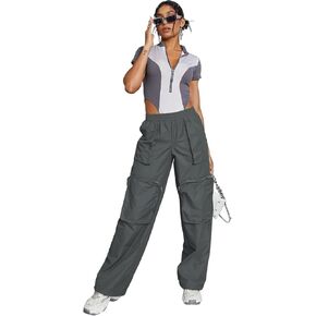 Cargo Pants for Women High Waisted Casual Pants Baggy Stretchy Wide Leg Jogger Y2K Streetwear with 4 Pockets