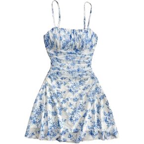 شينه الفتاة الزهرية الزهرية روكيد حزام sundress شبكة خط يتدفق بوهو فستان صغير