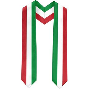 Italy Flag Graduation Sash Satin Scarf 72" Stole for Abroad Student International Study Class
