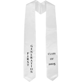GraduatePro First Generation Graduation Stole 72 Inches Class of 2025 Sash for High School College Graduates White/Gold