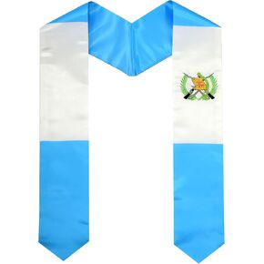 2 Pack Guatemala Guatemalans Nation Flag Graduation Stole, Satin Embroidery Graduation Sash for International Students, 72 Inch Length